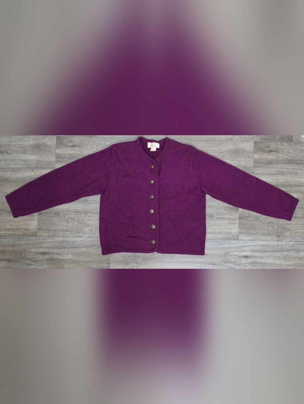 Tally Ho Vintage Purple Button-Front Cardigan-Size PS - Picture 2 of 5